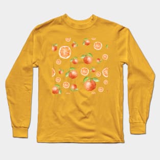 citrus with leaves and orange slice Long Sleeve T-Shirt